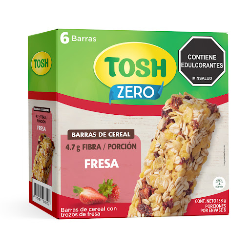 Barra De Cereal Tosh Con Trozos De Fresa Sin Azúcar Caja x 6 und