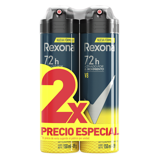 Desodorante Hombre Rexona Men V8 Motionsense System 48h Pack x 2 und