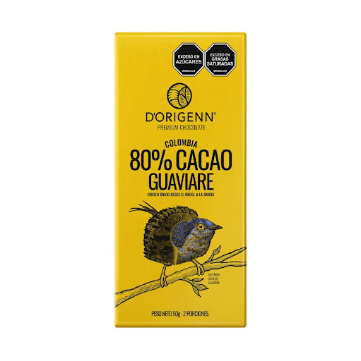 BARRA DE CHOCOLATE DORIGENN 80% GUAVIARE 50 GRM D-ORIGENN CAJA x 1 Chocolate Premium en diferentes % de cacao que te otorgan una gran variedad de notas, sabores y aromas distintivos de cada región