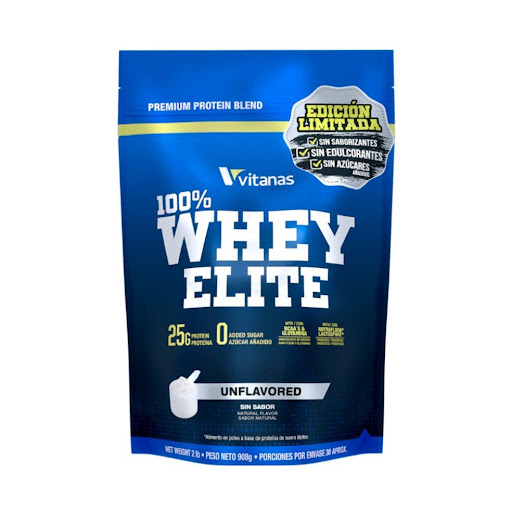 WHEY ELITE X 2 LIBRAS SIN SABOR  VITANAS  BOLSA x 908 GR  Disfruta 25 g de proteína de alta calidad en una fórmula sin azúcar añadida y sin sabor, ideal para complementar tus bebidas y preparar recetas como waffles, pancakes, batidos y mucho más. Su versatil