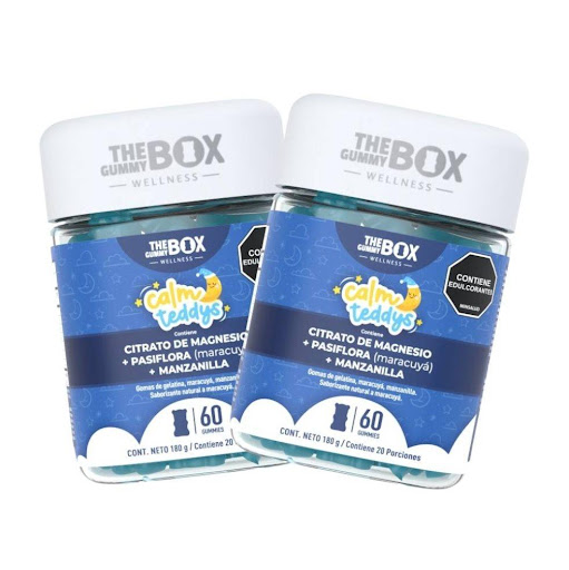 Gomitas para dormir de niños: Magnesio + Pasiflora + Manzanilla x2 THE GUMMY BOX TARRO X 60 GOMITAS x 2 Gomitas para dormir de niños: Magnesio + Pasiflora + Manzanilla x2