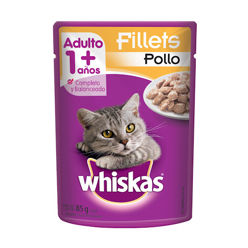 Comida Húmeda Para Gatos Whiskas Adulto Sabor Pollo x 85 gr