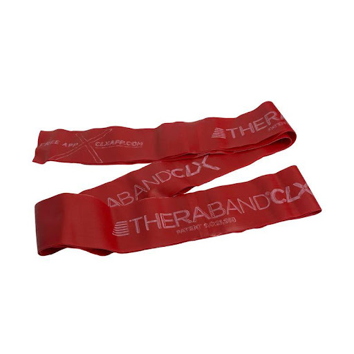 Clx Theraband Red Mediu Theraband UN x 1 Cinta de resistencia profesional sin látex, con diseño exclusivo de bucles consecutivos CLX que permiten un agarre versátil sin necesidad de accesorios adicionales. Su nivel Rojo (resistencia media)