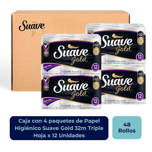 Papel Higiénico Suave Gold 32m Triple Hoja x 12 Unidades Farmatodo Caja x 4 Papel higiénico de triple hoja que ofrece suavidad y confort, ideal para toda la familia.