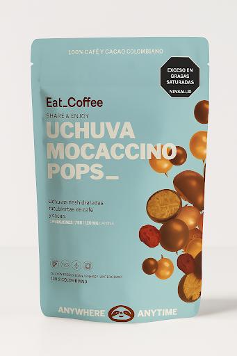 Uchuva Mocaccino Pops 75g Eat Coffee Caja con snacks individuales x 1 Snack saludable y funcional de uchuva deshidratada recubierta de café y cacao. Una mezcla perfecta del trópico colombiano en formato para compartir