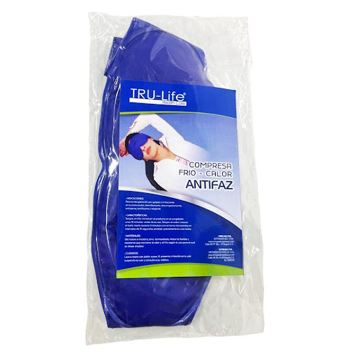 COMPRESA FRIO CALOR ANTIFAZ GRANDE TRULIFE Bolsa x 1 Producto terapéutico y refrescante, opera en procesos fríos, utilizados para aliviar, desinflamar y relajar el área ubicado alrededor de los ojos.