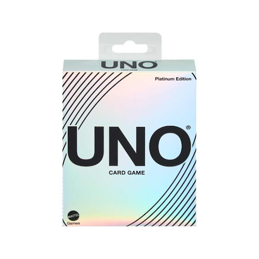 Juego De Cartas Uno Platinum UNO  x 1 El Juego De Cartas Uno Platinum es una versión premium del clásico Uno, que destaca por su diseño elegante y acabados sofisticados en tonos metalizados. Con reglas tradicionales y algunas cartas de ac