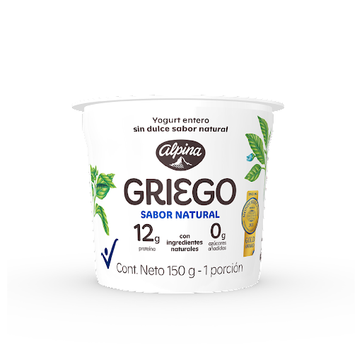 Yogurt Griego Alpina Sabor Natural Sin Azúcar x 150 gr