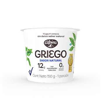 Yogurt Griego Alpina Sabor Natural Sin Azúcar x 150 gr  