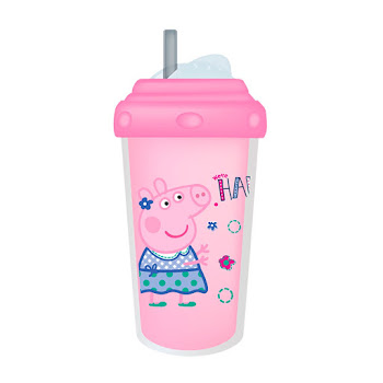 Solo Online Vaso Termico Con Pitillo     300ml  10oz  Marca Peppa Pig Color Rosado 