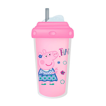 Solo Online Vaso Termico Con Pitillo     300ml  10oz  Marca Peppa Pig Color Rosado 