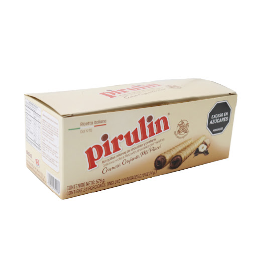 Barquillos Pirulin Rellenos De Chocolate Y Avellana Paquete x 24 gr