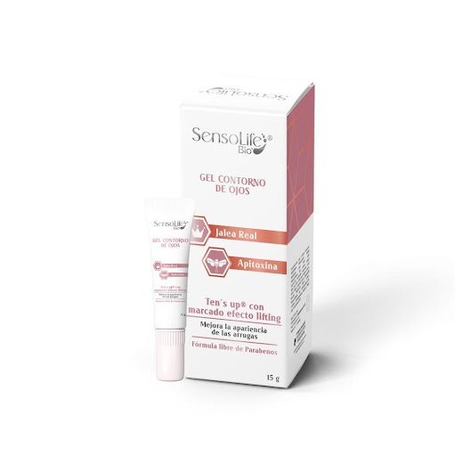 SENSOLIFE BIO GEL CONTORNO DE OJOS TUBO x 15 ML SENSOLIFE BIO 1 UNIDAD X 15 ML x 1 SENSOLIFE BIO GEL CONTORNO DE OJOS : contiene 
además Tens’ Up®, ingrediente que genera un efecto lifing formando una película 
super cial que alisa la piel, atenúa las arrugas y líneas de expresión v