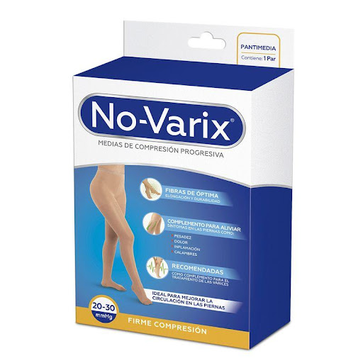 Pantimedia No-Varix 20-30 mmHg opaca beige XL No- Varix  x 1 Estas medias son ideales para combinar con prendas ejecutivas y formales, son estéticas y elegantes, con apariencia velada y transparente. Las medias de mediana compresión 15-20 mmHg No-Varix son reco