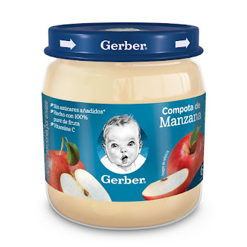 Compota Gerber Puré De Manzana Sin Azúcar Frasco x 113 gr  