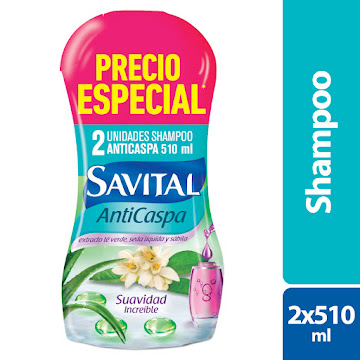 Shampoo Savital   Anticaspa Té Verde y Seda Pack x 2 Und  