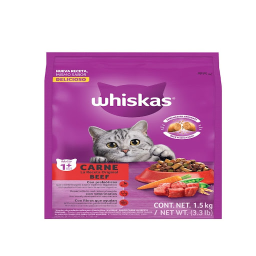 Alimento Para Gatos Seco   Whiskas Carne x 1.5 kg