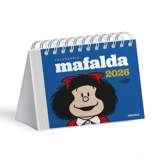 Mafalda 2026. Calendario Escritorio - Azul Granica Libro x 1.0 Mafalda 2026. Calendario Escritorio - Azul  Interior: Un día a la vista. - 320pags. Encuadernación: Base de cartón recubierto con espiral doble y termosellado individual. Formato: 13 x 11 Editorial: E