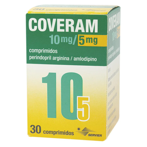 Coveram Servier Perindopril Arginina + Amlodipino 10mg/5mg Caja x 30 Comprimidos