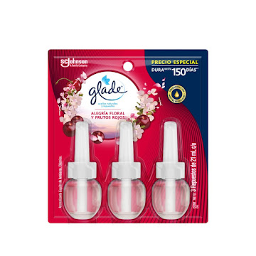Ambientador Glade   Aceites Naturales Alegría Floral Y Frutos Rojos x 3 und  