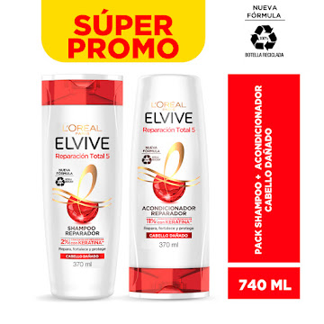 Shampoo Elvive Reparación Total 5 x 370 ml + Acondicionador Elvive x 370 ml undefined