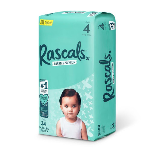 Pañales Rascals Baby Talla-4 Bebé de 10 a 15 Kg por 34 Unds Rascals Baby Paquete x 34 Pañales Rascals, el pañal con el mejor desempeño! Los padres no somos sabios, serenos y no lo tenemos todo resuelto, pero si sabemos que la vida es lo suficientemente complicada para tener que lidiar 