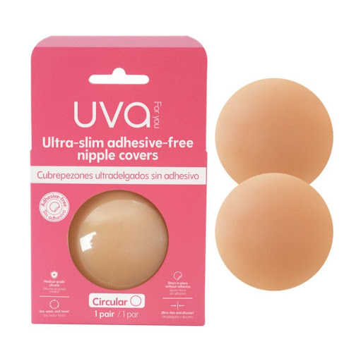 Cubrezones sin adhesivo UVA Caramel UVA Caja x 2 Cubrezones UVA Caramel sin adhesivo, en silicona grado médico ultradelgada, suave, hipoalergénica, reutilizable y de acabado mate.