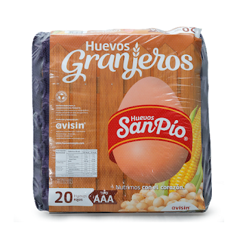 Huevos San Pio AAA Termoencogido Granjeros Bandeja x 20 und  