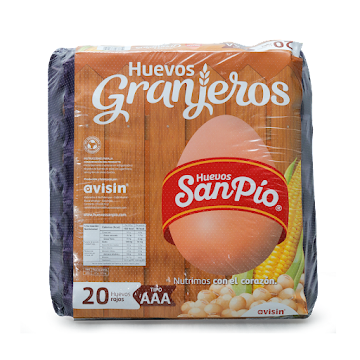 Huevos San Pio AAA Termoencogido Granjeros Bandeja x 20 und  