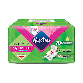 Toallas Higiénicas Nosotras Natural Invisible Tela Paquete x 16 und  