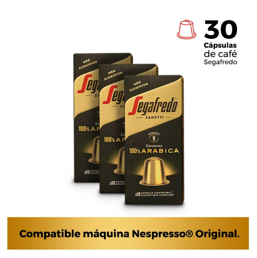 Set 30 Cápsulas café 100% ARÁBICA Segafredo - Compatible máquina Nespresso® Original SEGAFREDO ZANETTI Display Empaque Individual x 30 CAPSULAS CAFÉ ESPRESSO 100% ARABICA proviene de una selección de las mejores mezclas de café Arábica de Sudamérica. 
Con aroma floral y un sabor que denota una agradable acidez, con notas de cacao.

Cápsulas c
