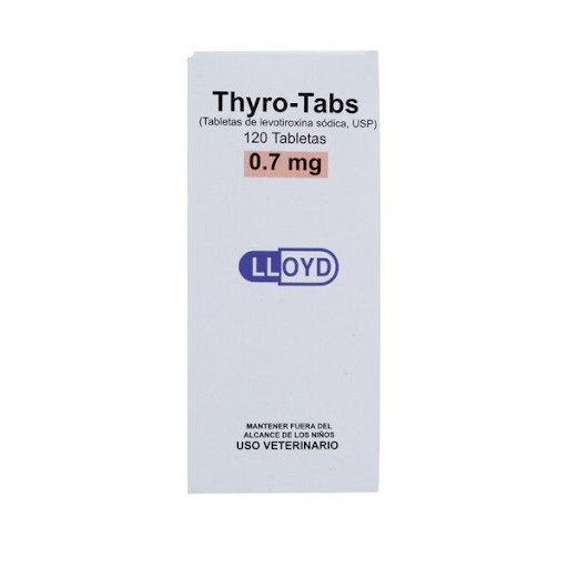 THYRO-TABS 0,7 MG 120 TABLETA THYRO-TABS  x 120 Primera y única marca de Levotiroxina canina aprobada por la FDA. La levotiroxina T4 es una hormona tiroidea que circula de forma natural y que es producida por la glándula tiroides canina. La levotir