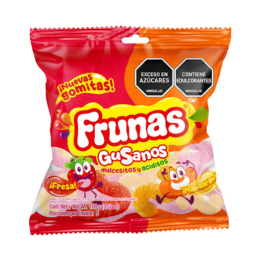 Gomas Frunas Gusanos Fresamandarina x 100 gr