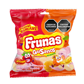 Gomas Frunas Gusanos Fresamandarina x 100 gr  