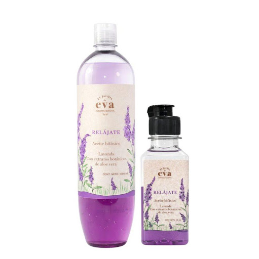 Combo Aceite Bifásico Masajes Refill 1L GRATIS Aceite Bifásico 160ml El Jardín de Eva botella x 2 Aceite Bifásico para Masajes Relájate con lavanda y aloe vera. Su fórmula hidrata la piel, facilita el masaje y ayuda a relajar el cuerpo al final del día. Ideal para tu rutina nocturna o para regalar