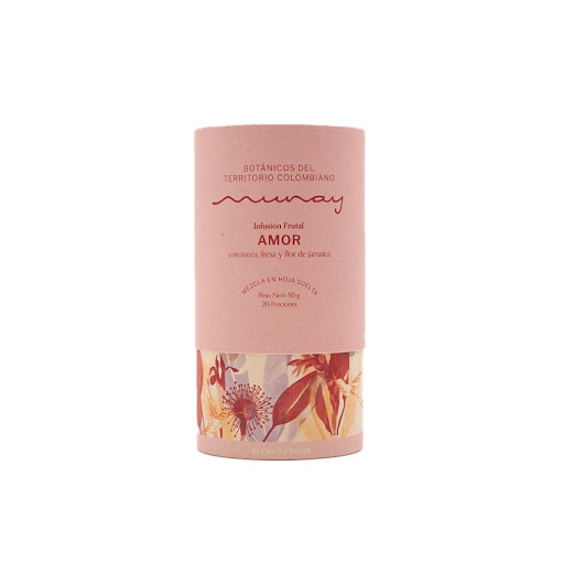 Infusión Frutos Rojos Amor Munay  UNIDAD x 1 Vuelve a sentir mariposas en el estómago y disfruta de esta deliciosa sensación que invade tu cuerpo, mente y espíritu.

Ingredientes: Mora, fresa, albahaca, canela y flor de jamaica.