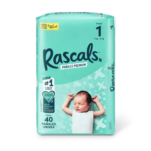 Pañales Rascals Baby Talla-1 Bebé de 3 a 5 Kg por 40 Unds Rascals Baby Paquete x 40 Pañales Rascals, el pañal con el mejor desempeño! Los padres no somos sabios, serenos y no lo tenemos todo resuelto, pero si sabemos que la vida es lo suficientemente complicada para tener que lidiar 