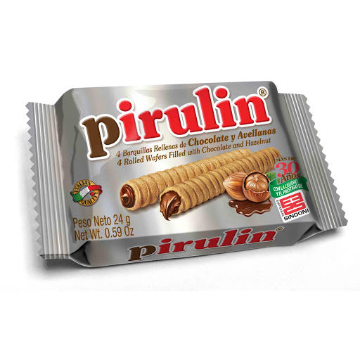 Barquillos Pirulin Rellenos De Chocolate Y Avellana Paquete x 24 gr
