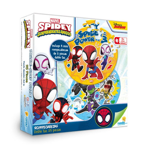 Juegos de mesa Rompecabezas X 25 Pzas Doble Faz Spidey Ronda Ronda Caja x 1 Diviértete armando y desarmando nuestro rompecabezas doble faz, y colecciona los 4 mini rompecabezas de 2 pzas.
