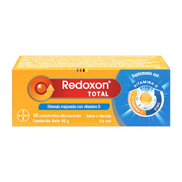 Redoxon Total Vitamina C + D + Zinc Bayer Caja x 10 Comprimidos  