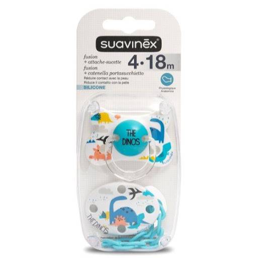 Suavinex Pack de chupo Dino +18 meses Azul Suavinex Caja x 2  