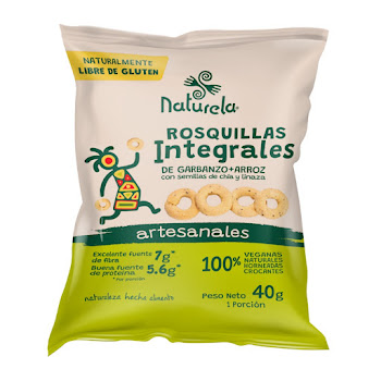 Rosquillas Integrales De Arroz Garbanzo Chía Naturela Veganas x 40 gr  