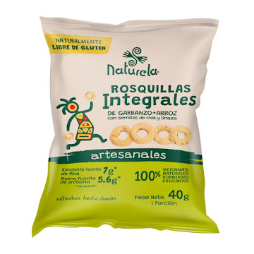 Rosquillas Integrales De Arroz Garbanzo Chía Naturela Veganas x 40 gr  