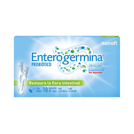 Probiótico Enterogermina Esporas De Bacillus Clausii 2000 MUI Suspensión Oral Sanofi x 10 Frascos