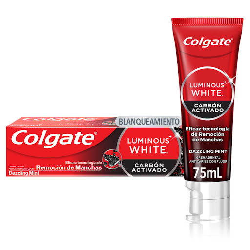 Crema Dental Colgate Blanqueadora Luminous White Carbón Caja x 75 ml