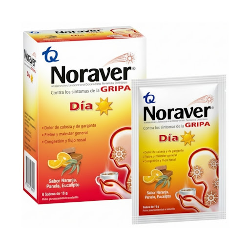 Noraver Gripa Día Naranja Panela Ibuprofeno + Fenilefrina + Cetirizina 200/10/3,33mg Caja x 6 Sobres
