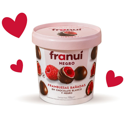 Frambuesas Franui Cubiertas Con Doble Baño De Chocolate Negro Pote x 150 gr