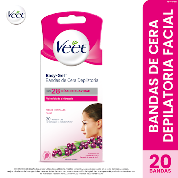 Bandas de Cera Depilatoria Veet Facial Piel Normal Caja x 20 Bandas  