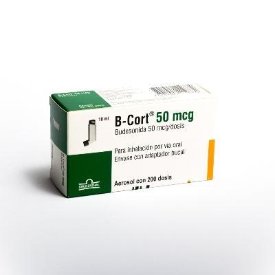 B-Cort Budesonida 50 mcg Inhalador Grünenthal Frasco x 200 Dosis       