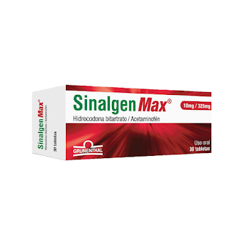 Sinalgen Max Hidrocodona Bitartrato + Acetaminofén 10mg/325mg Grunenthal Caja x 30 Tabletas  